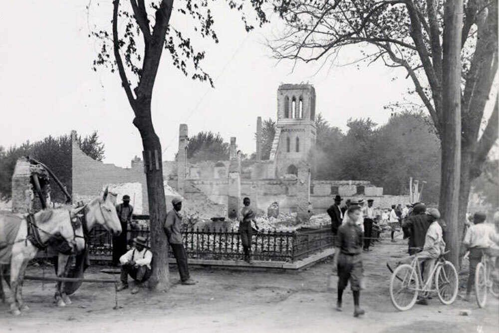 Digita MD mdaa203 Ruins of Zion Methodist Episcopal Church from 1910 fire in Cambridge Dorchester County
