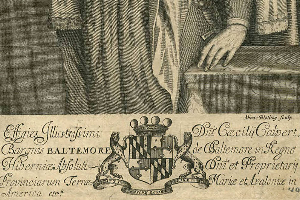 Early Maryland Cecil Calvert Baltimore engraving1657