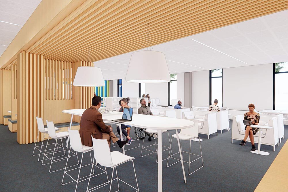 Johnston Square rendering - inside tables with people
