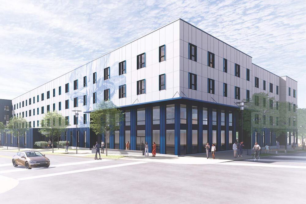 Johnston Square rendering - corner street view